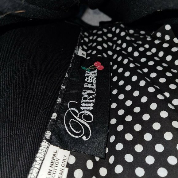 Burlesk Black Polka Dot Corset Buckle Steel Goth Rockabilly Lace Overbust Size M - Picture 6 of 6